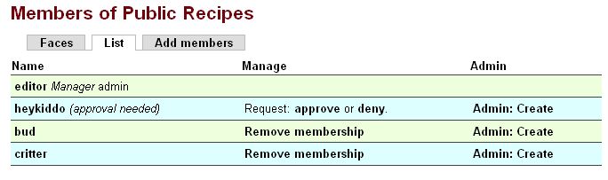 Group administrator member list - request to join