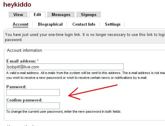 reset password