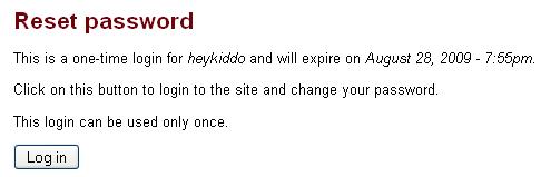 reset password